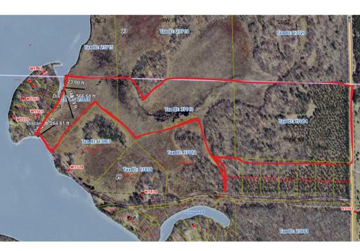 Roughly 26.9 acres is being cut from three parcels, but much more contiguous land is also available for sale, up to ~500 acres.