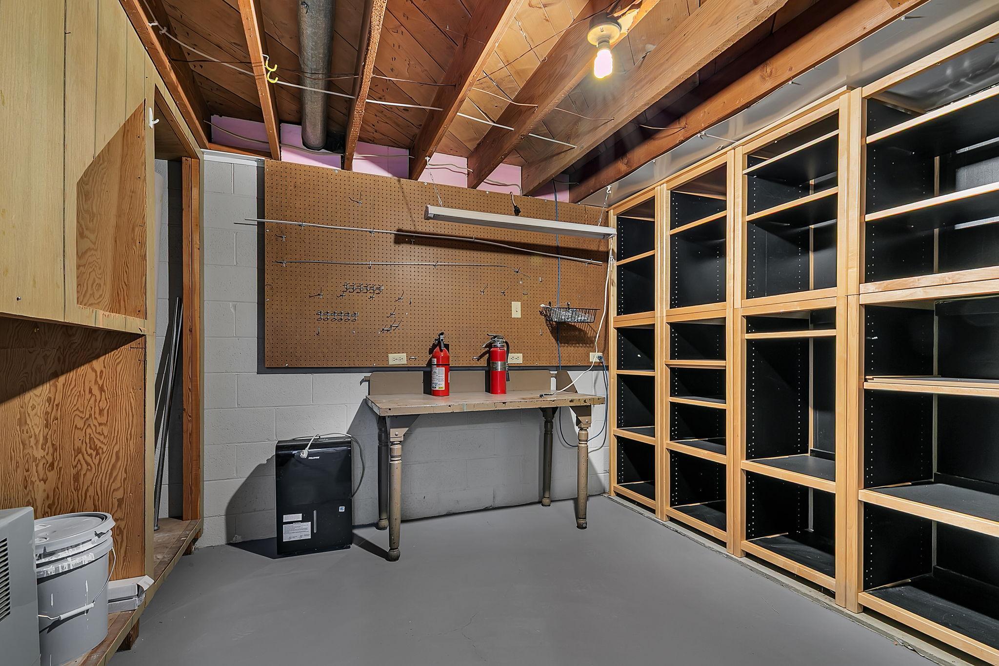 Utility Room with work bench and storage