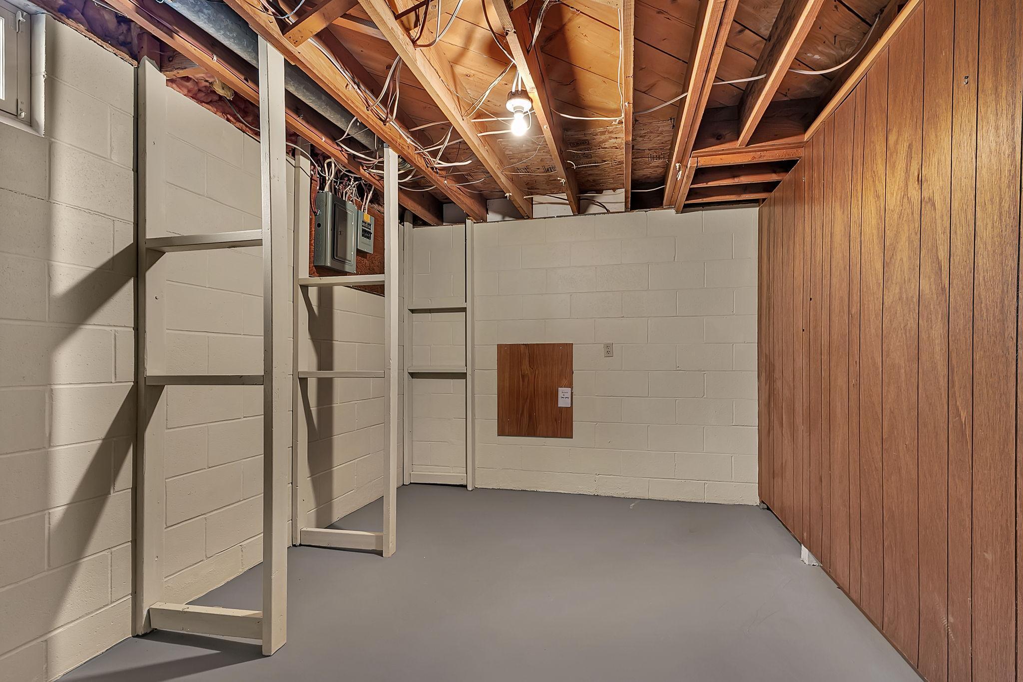 Storage room with sump pump