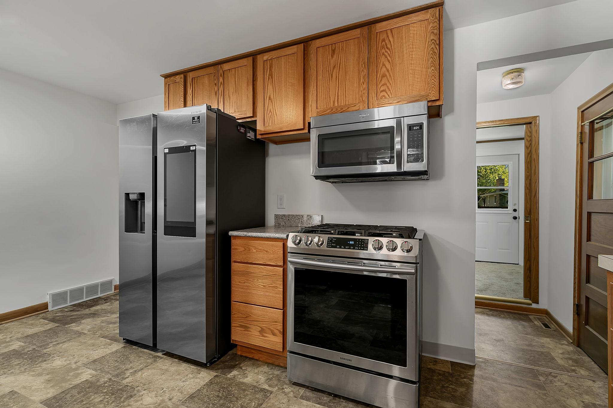 Kitchen with stainless steel appliances