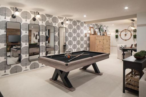 Lower level rec room ready for game nights, movie marathons, or just kicking back with friends - *Photo of model home, design selections may vary