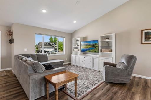 Great room is large enough to accommodate plenty of seating.