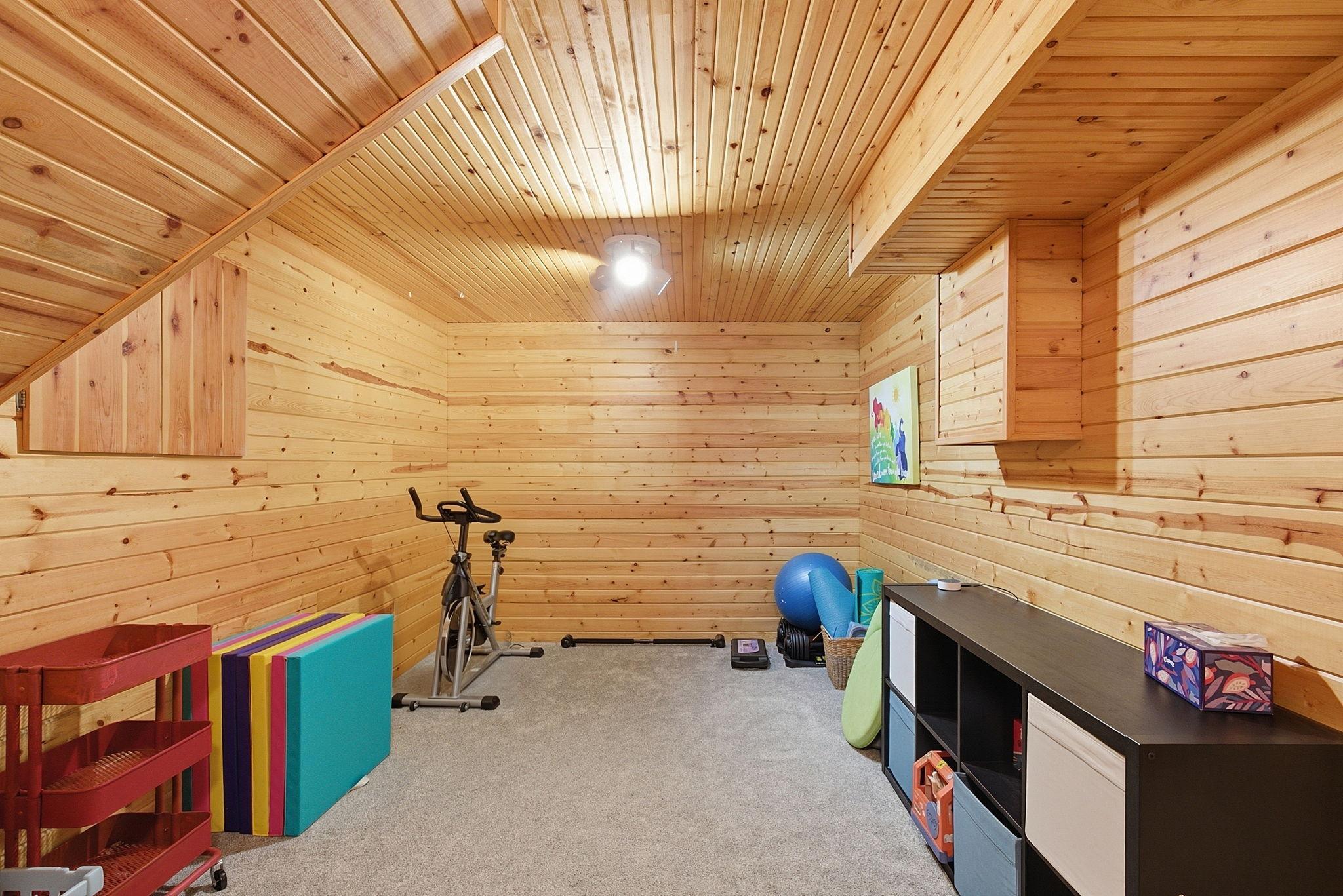 4th level off the mechanical room has a workout/play/hobby room
