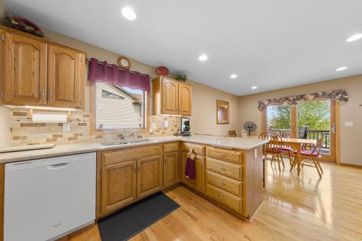 Kitchen with handy dishwasher and undercabinet lighting