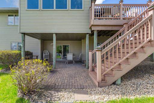 Covered paver patio from walkout basement