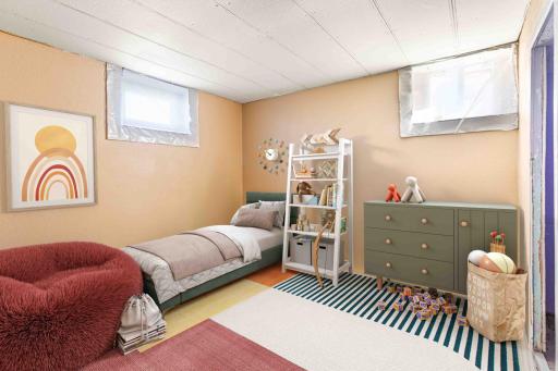 Digitally Staged -1st basement room partially finished