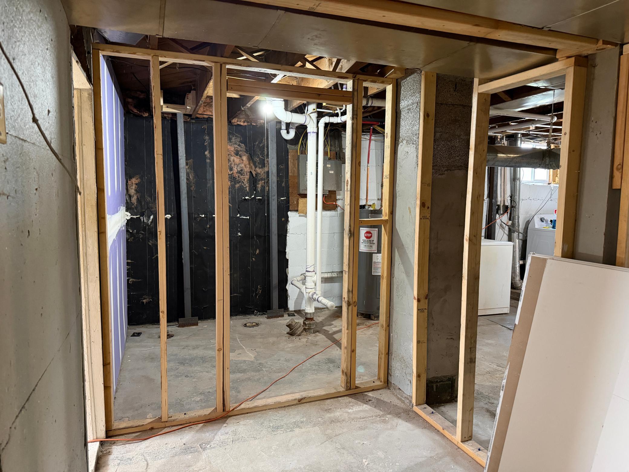 Roughed in for bathroom