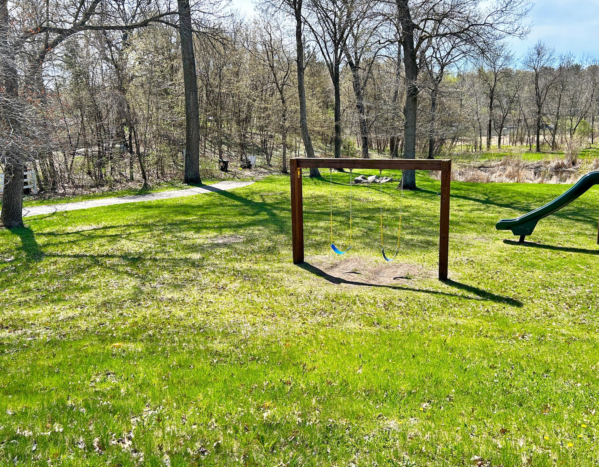 The walking path that runs through the park area also allows for access to the lake from the parking area.