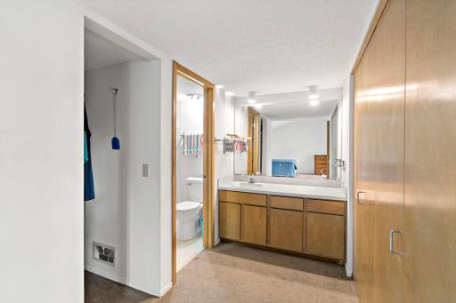 Primary ensuite bathroom and walk in closet.