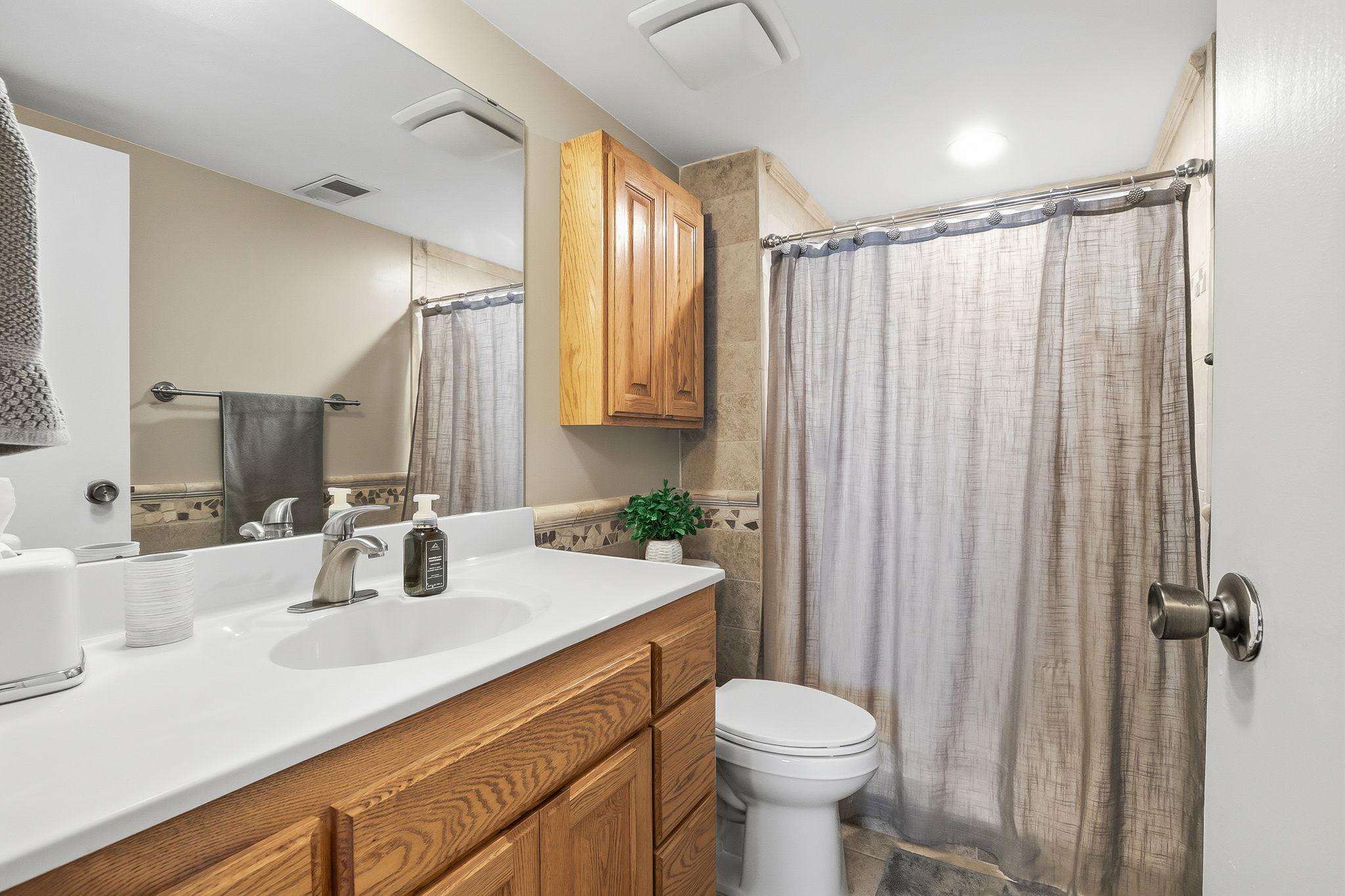 Lower level updated bathroom.
