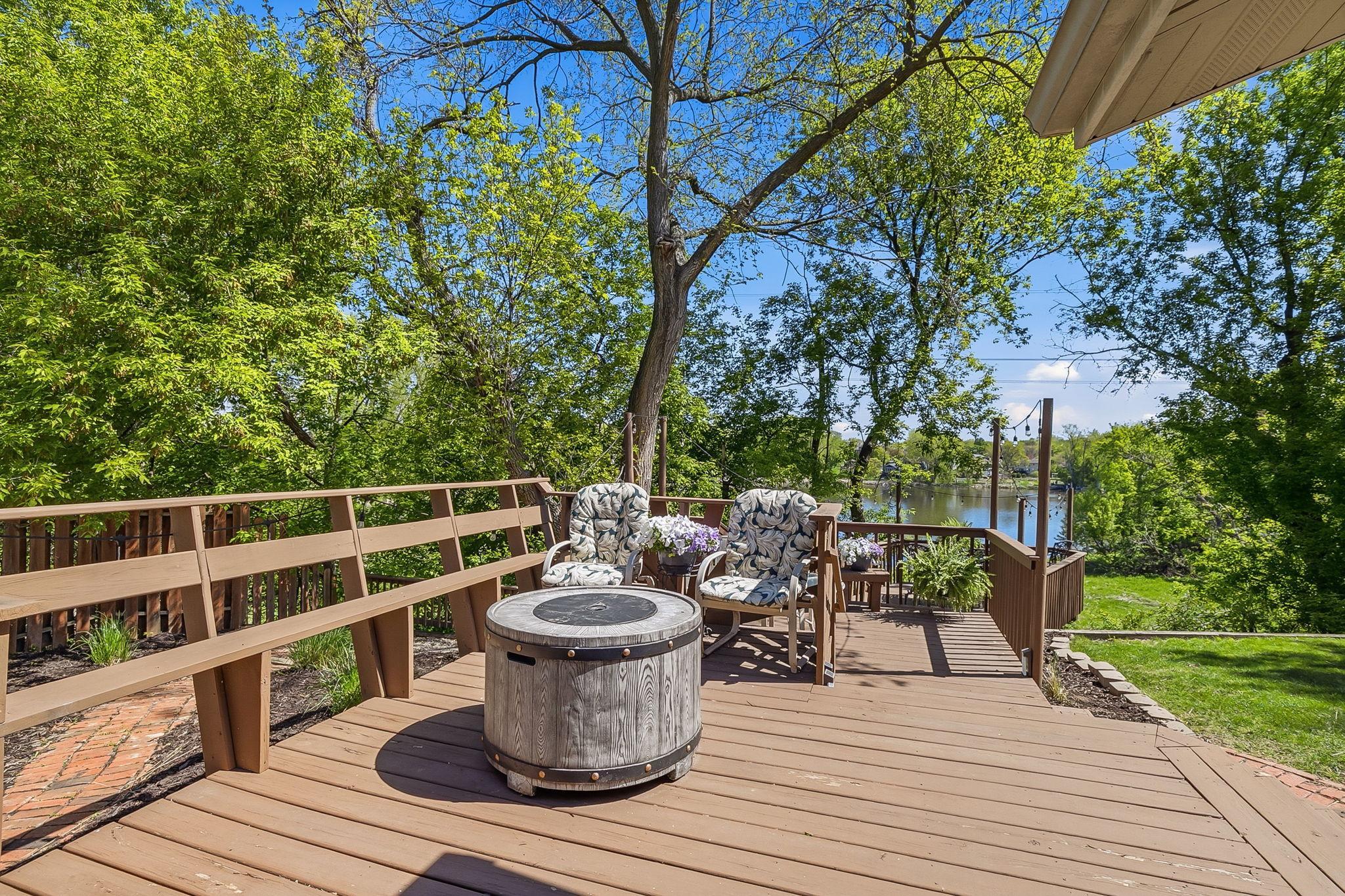 The perfect deck for hosting friends and family or relaxing by the fire.