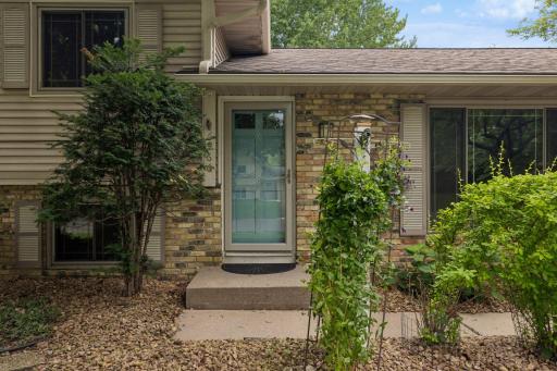 Inviting pop of color on the front entrance