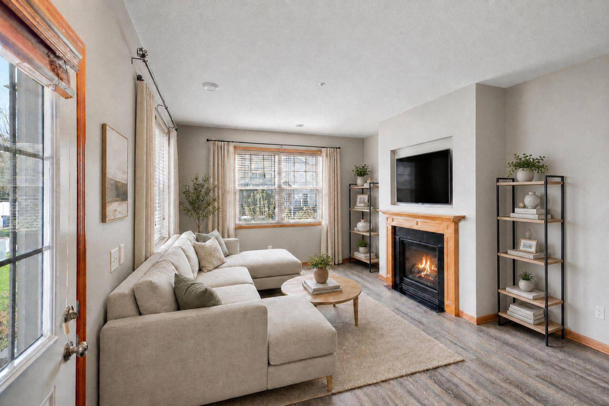Large Living Room with Gas Fireplace (Virtually Staged)