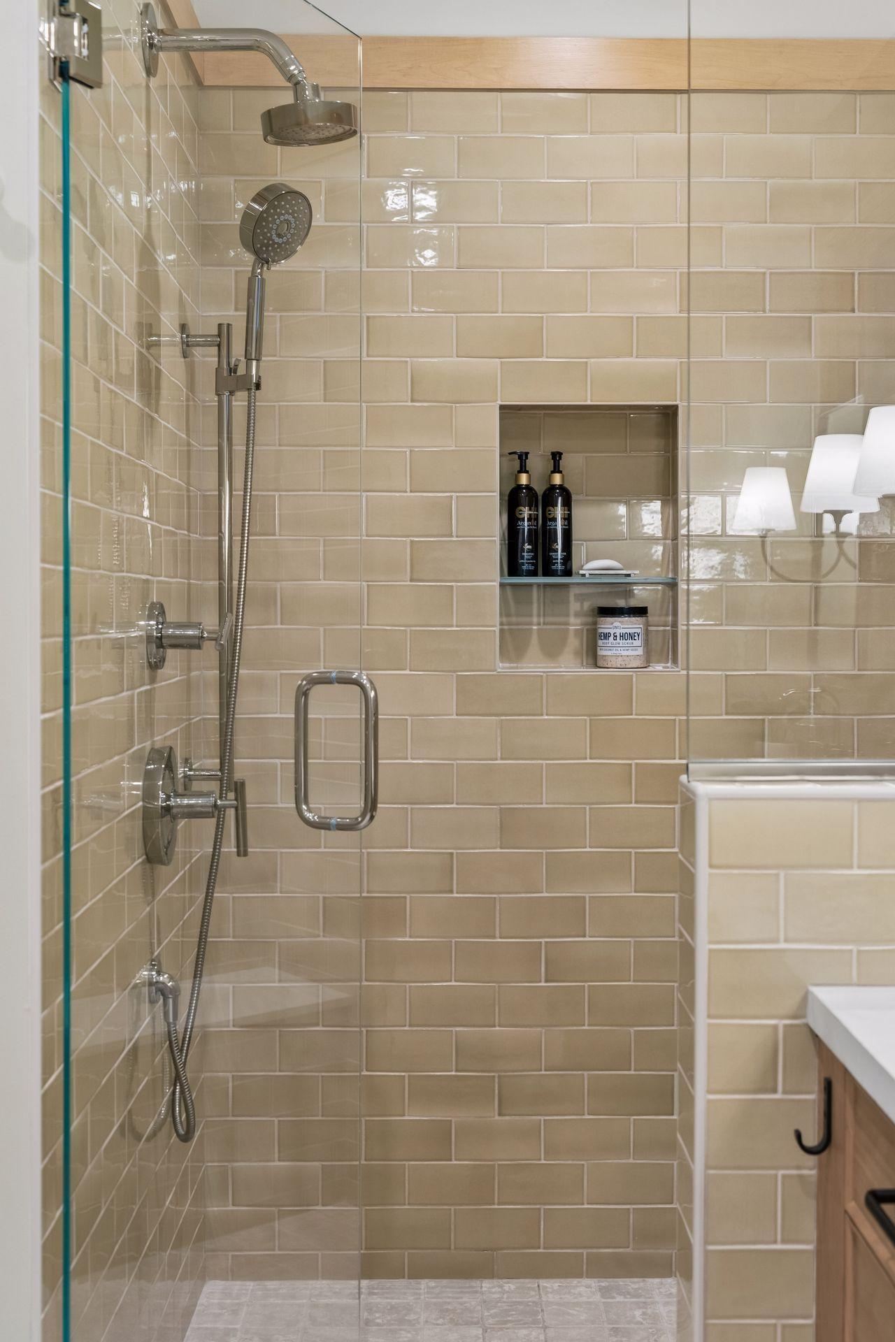 Walk-in shower with bench