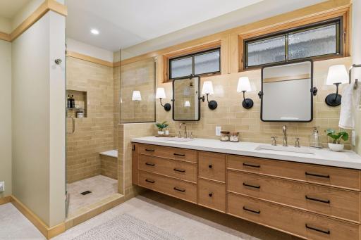 In-floor heat in this beautiful new primary bath by Terra Firma