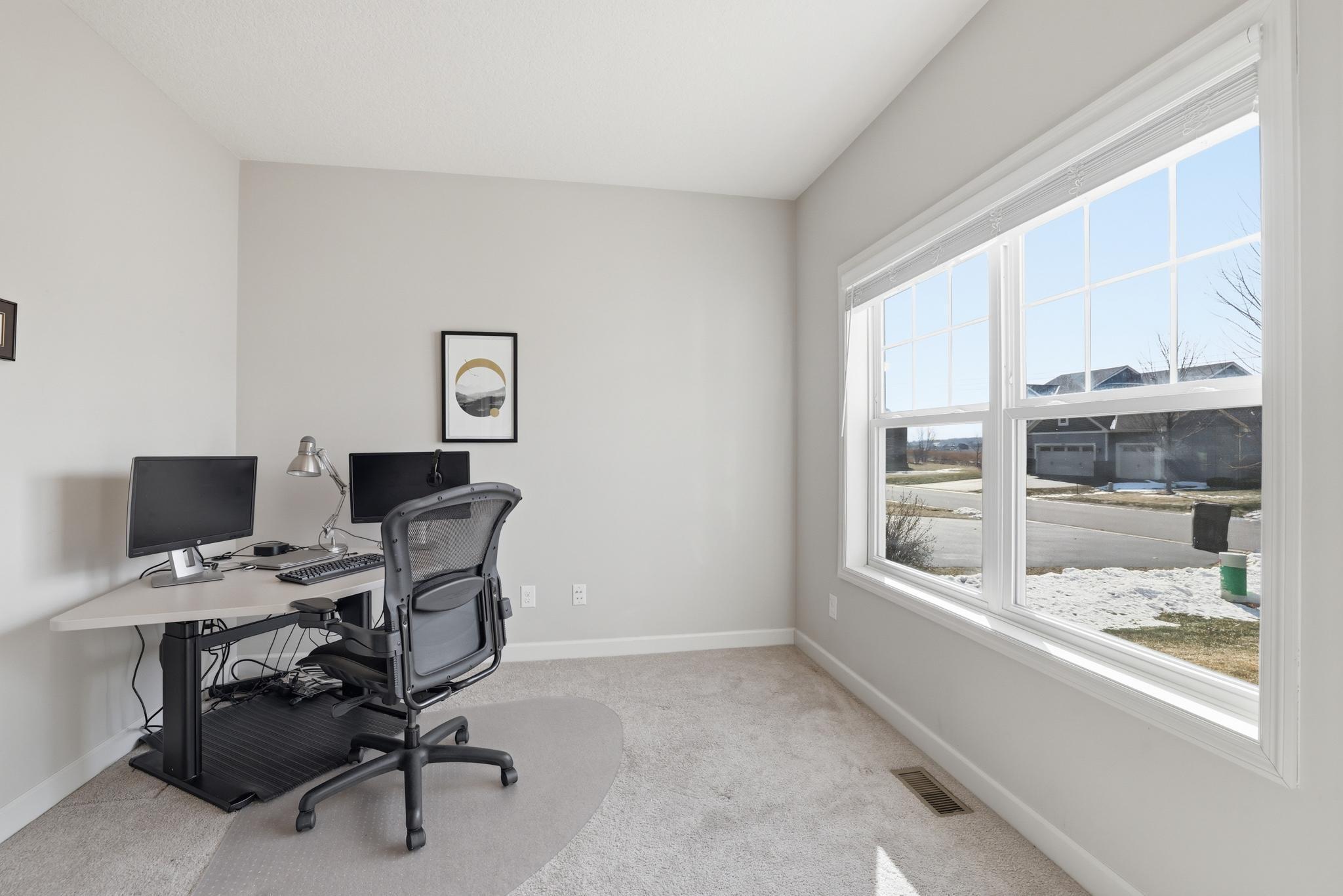 A great home office space with french doors for privacy.