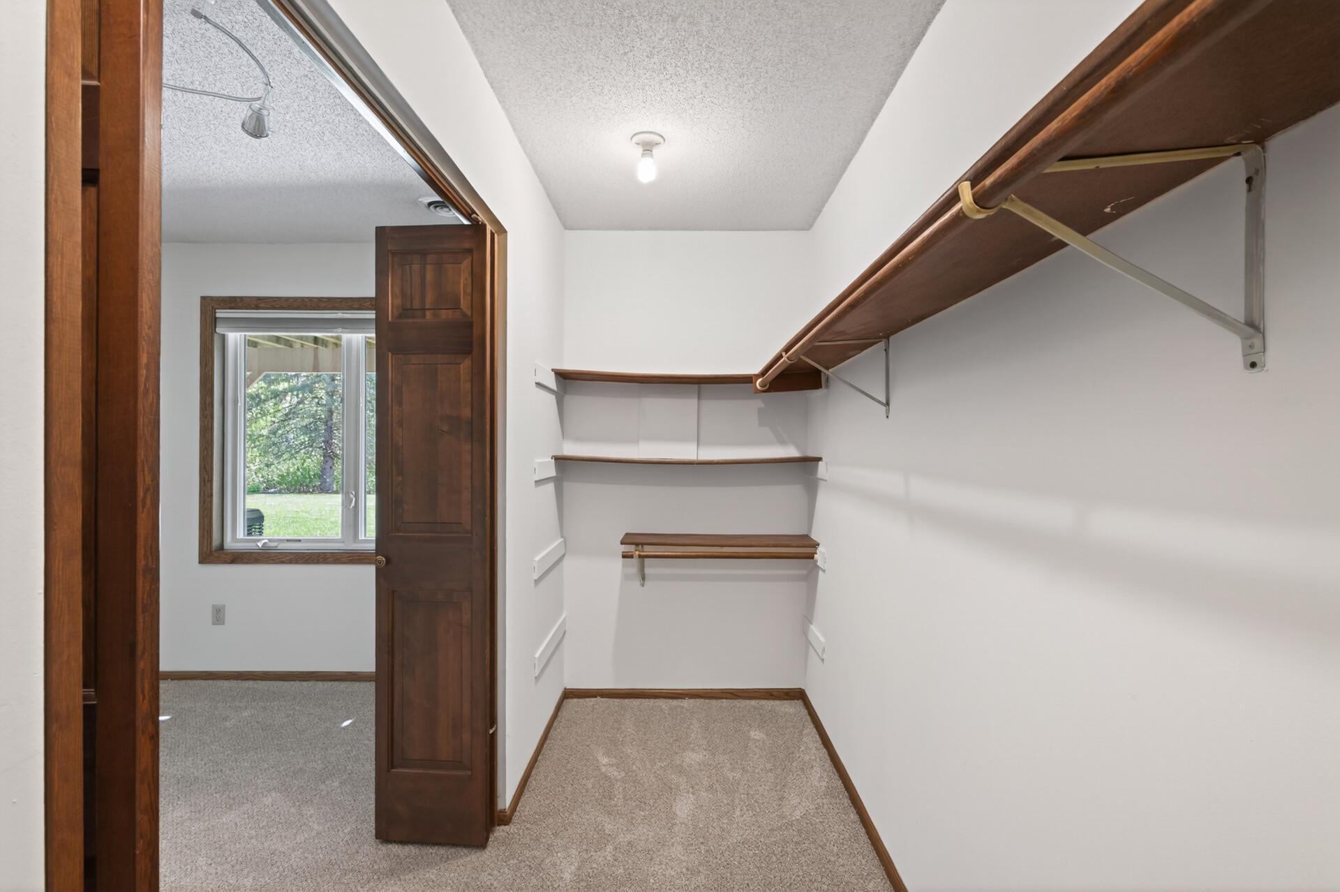 Large walk-in closet in the lower level 5th bedroom.
