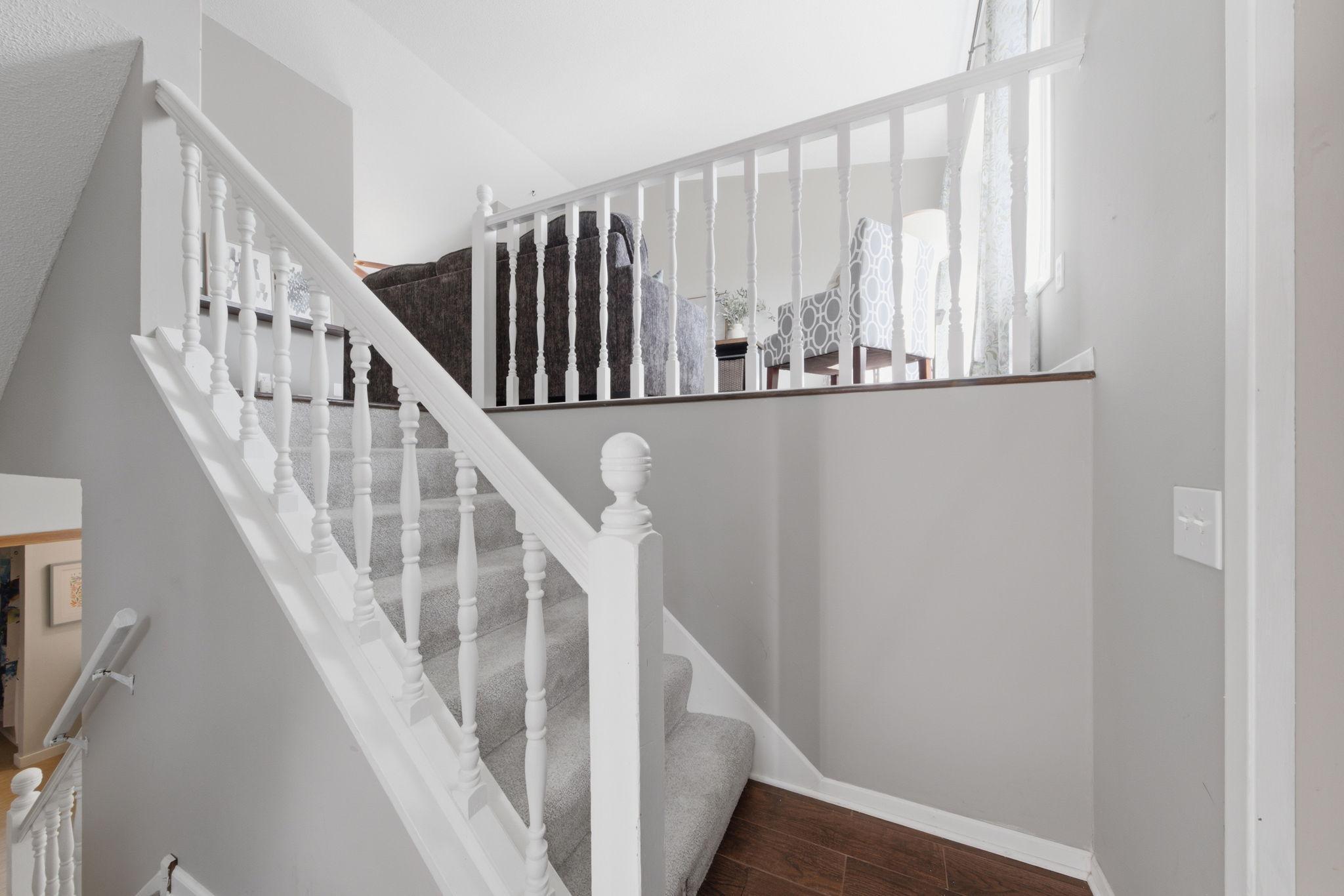 Freshly painted stair banister