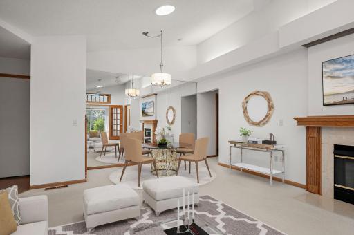 Formal Dining Room Open to Living Room with vaulted ceilings