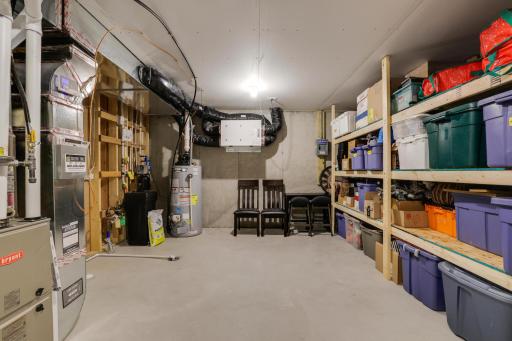 Check out all this great storage shelving in Lower Level Mechanical & Storage room.