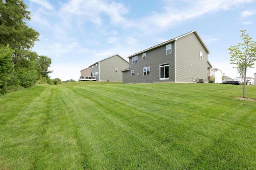Large backyard, in-ground sprinklers keeps this grass plush.