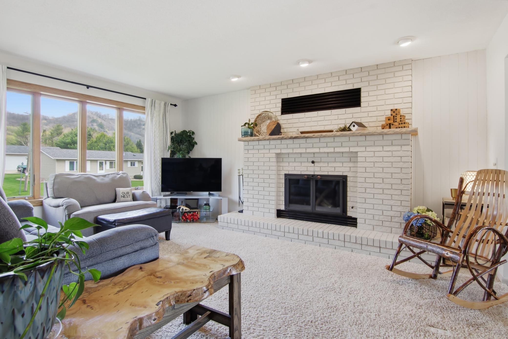 Wood Burning Brick Fireplace