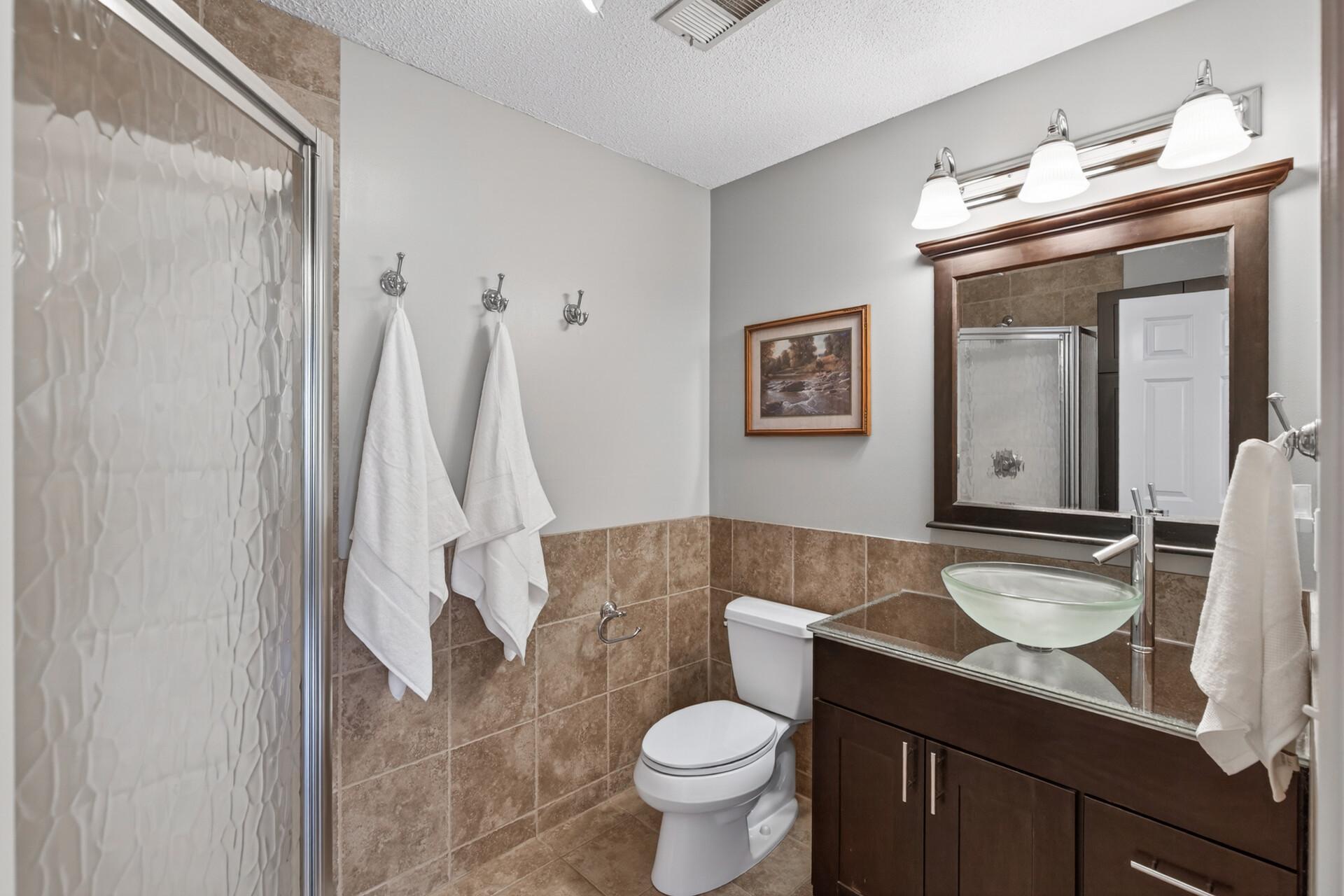 Spacious and updated lower level bath.