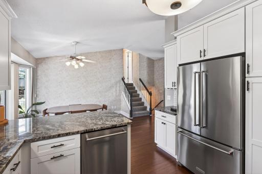 Open and functional kitchen layout with ample storage.
