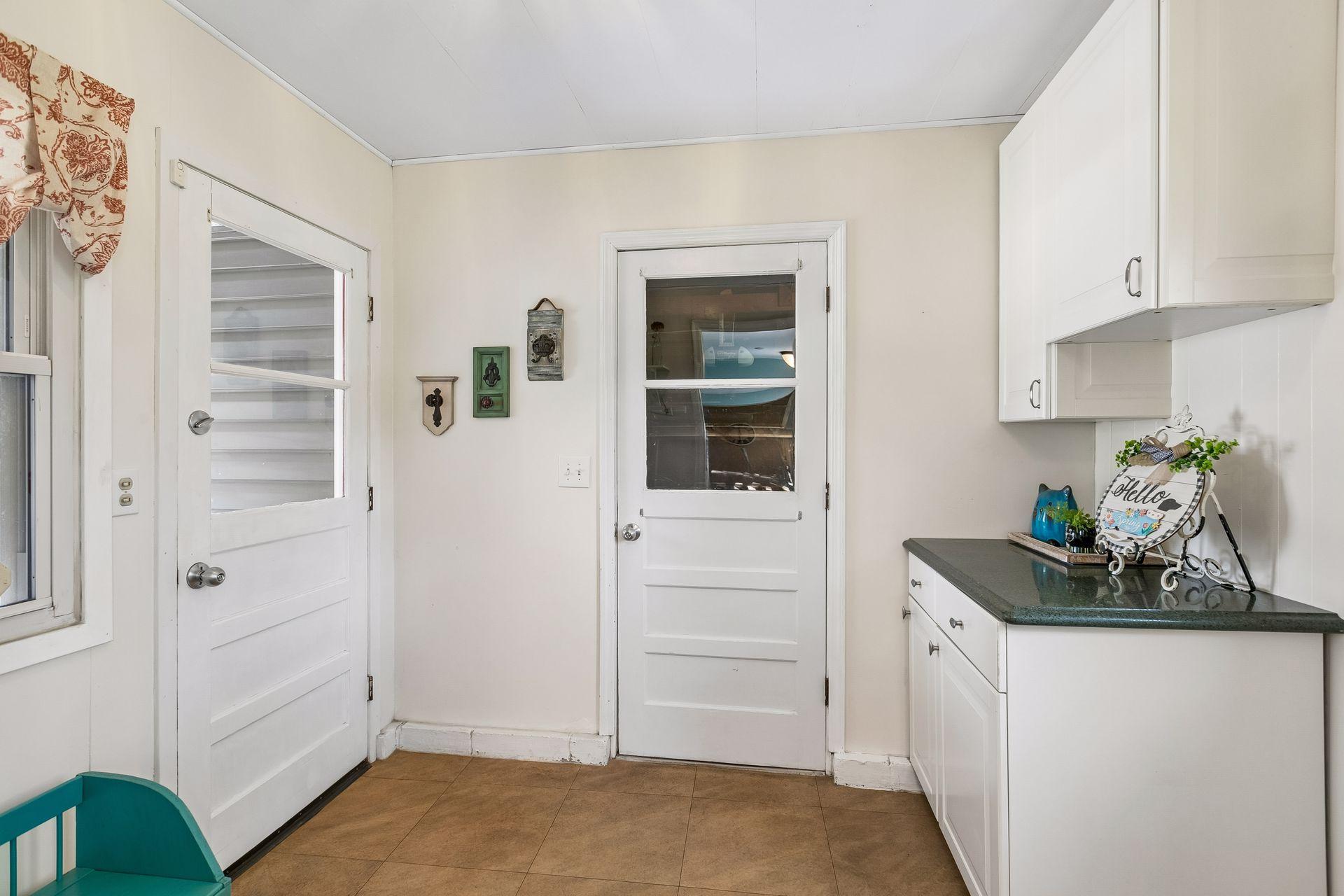 mudroom area between house and garage