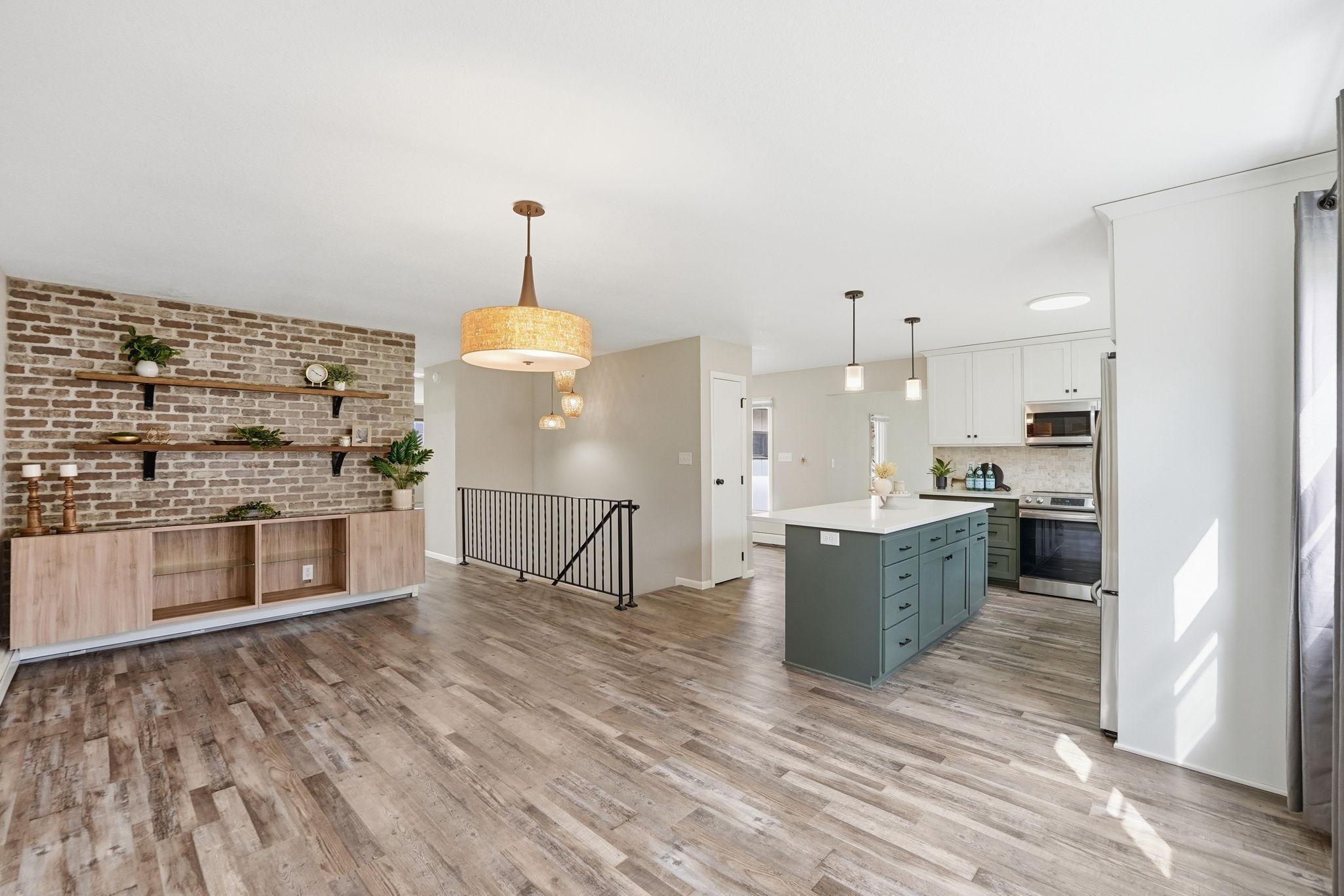 Open kitchen and dining room