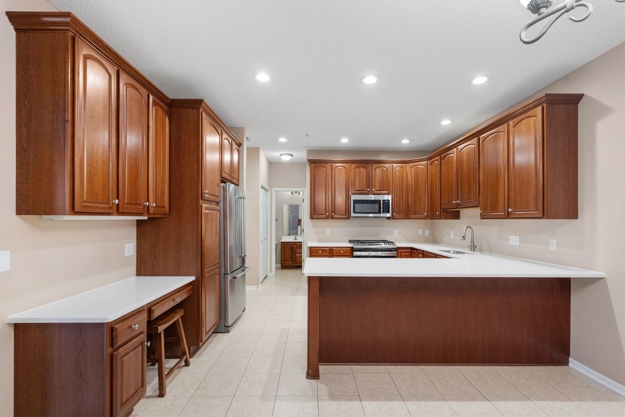 Built in desk in kitchen