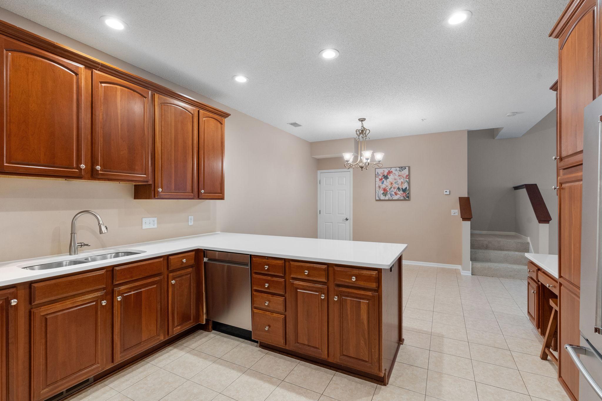 View into dining area from kitchen
