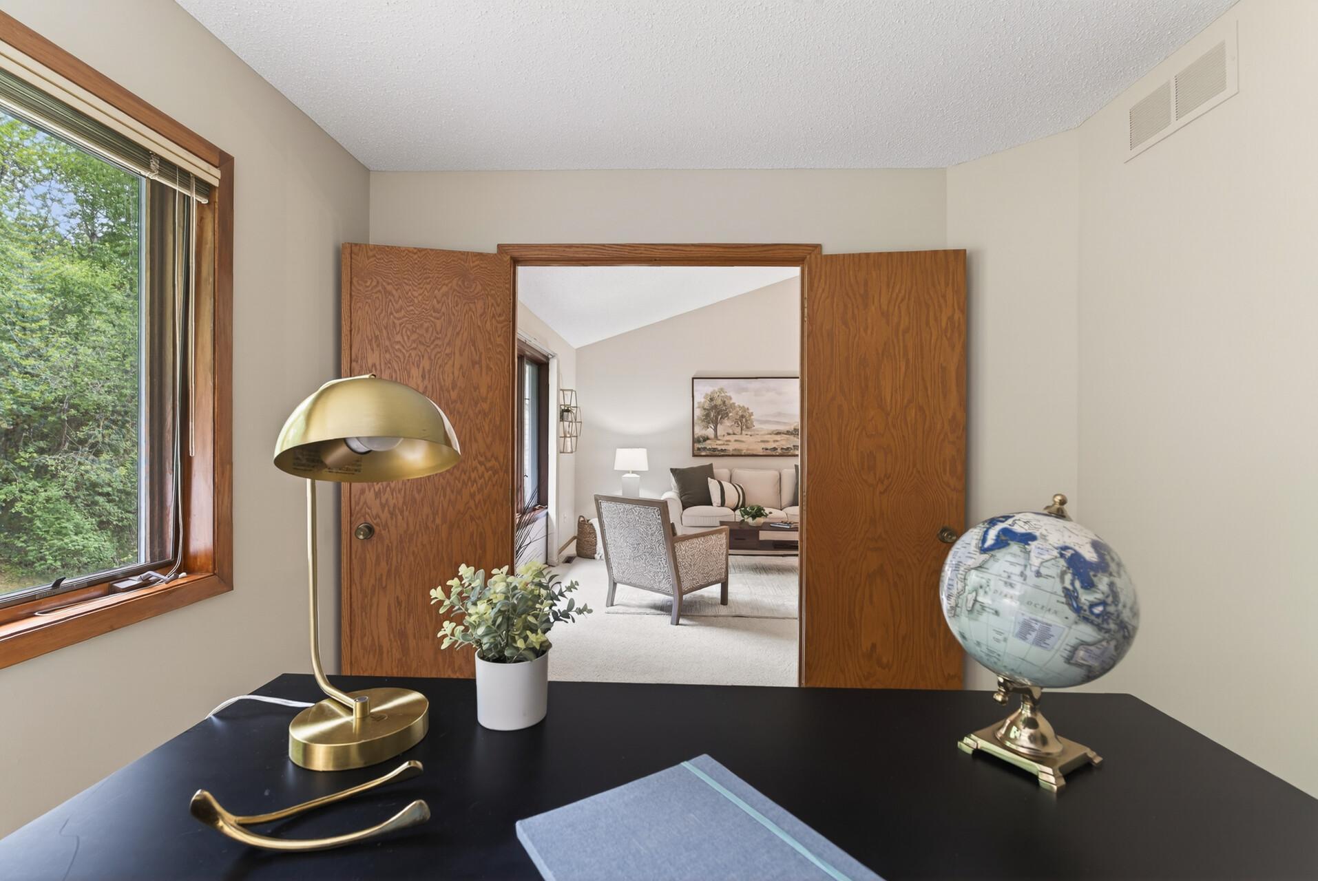 Office:Den has french doors for privacy