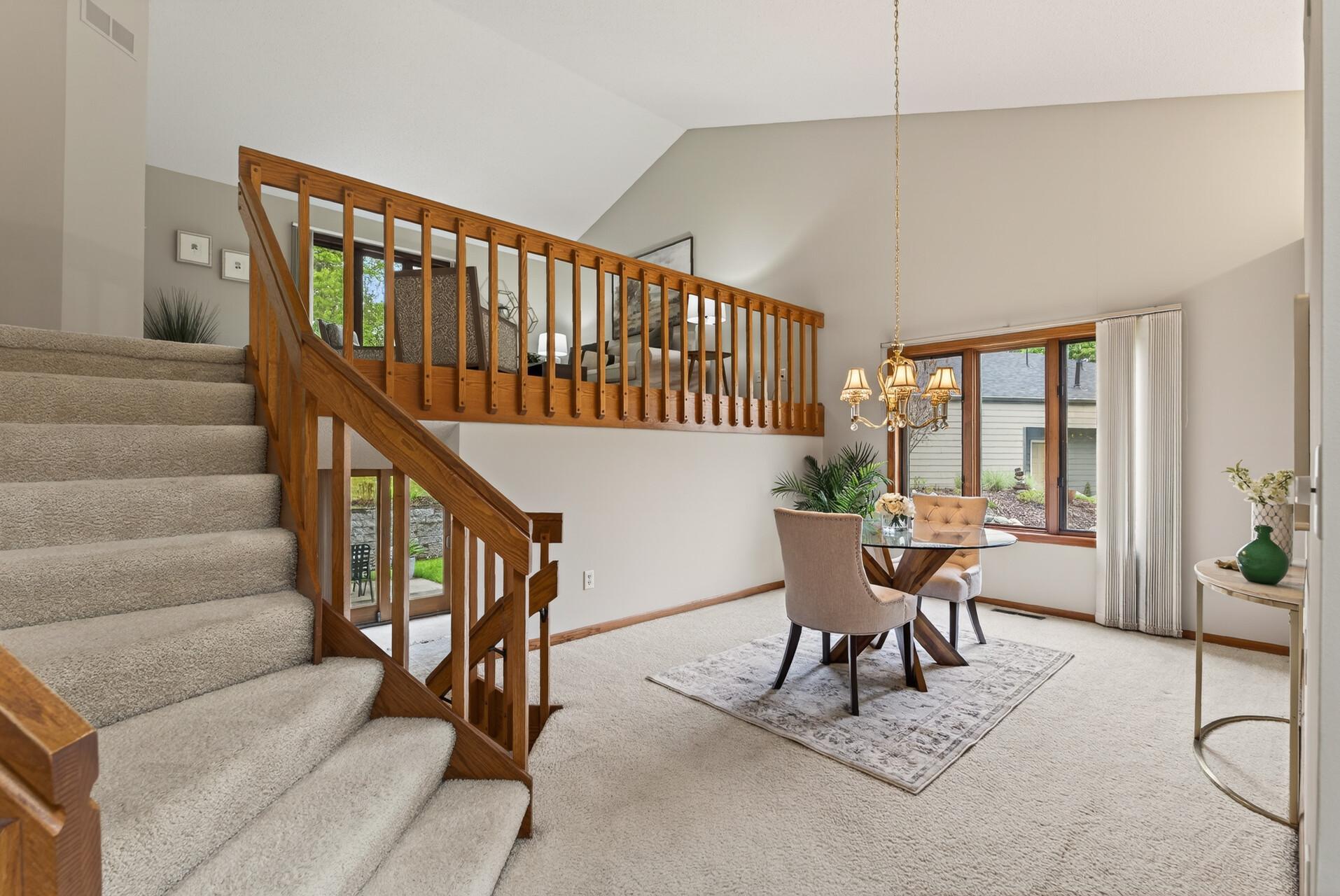 Dining room is filled with natural light