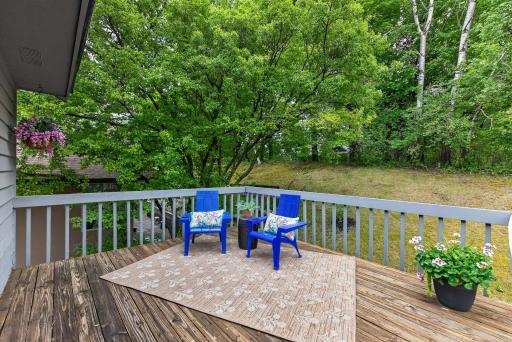 Private deck off the primary bedroom is a wonderful space to relax or enjoy your morning coffee