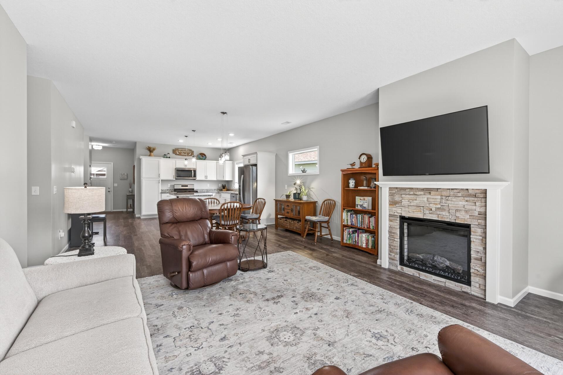 Living Room with Cozy Electric Fireplace