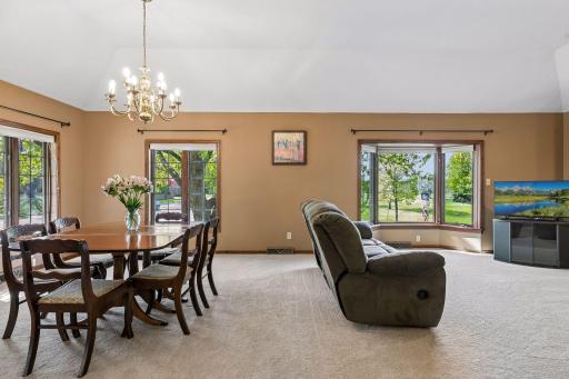 Open floor plan of living and dining rooms