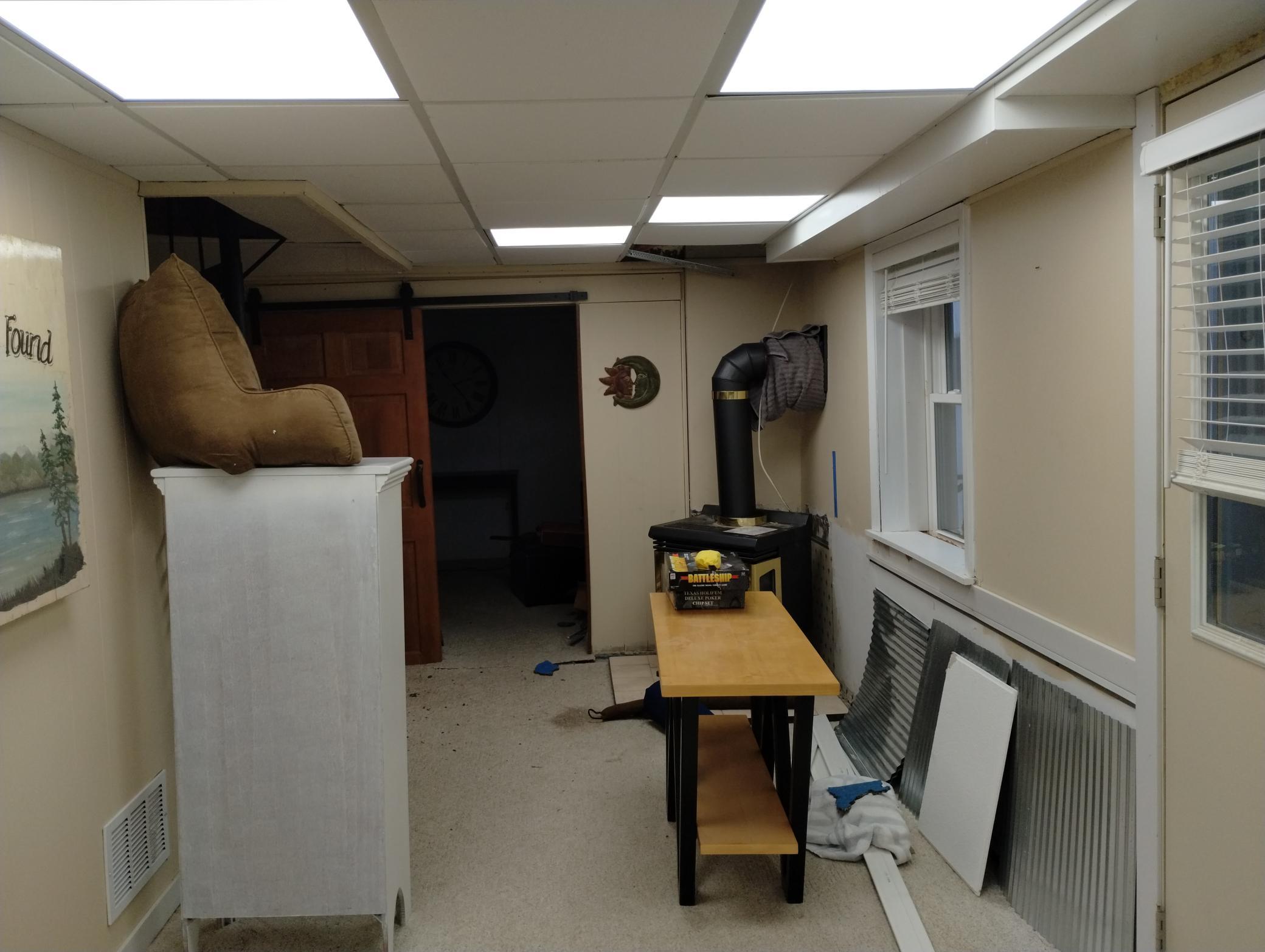 Lower- level with new ceiling lighting