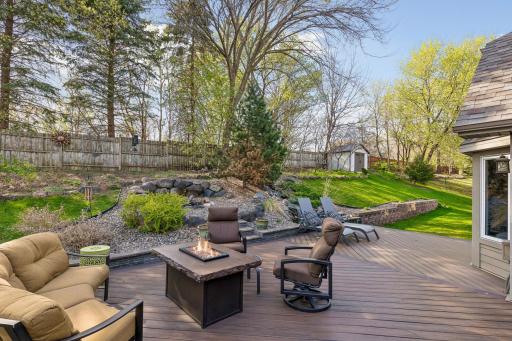 Private Oasis view from deck towards hillside and waterfall