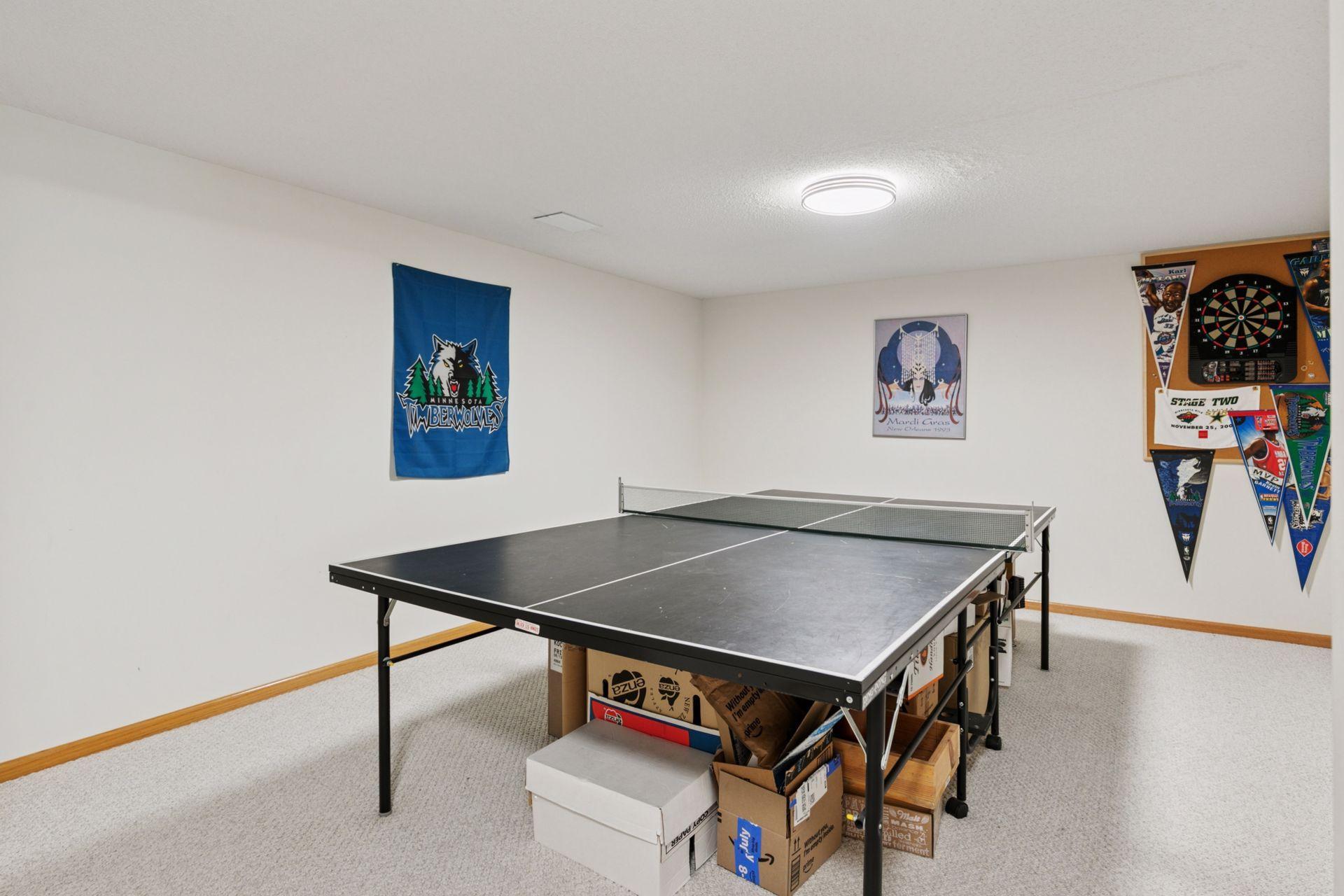 This amusement room is 17' X 13' and can be used for many needs.