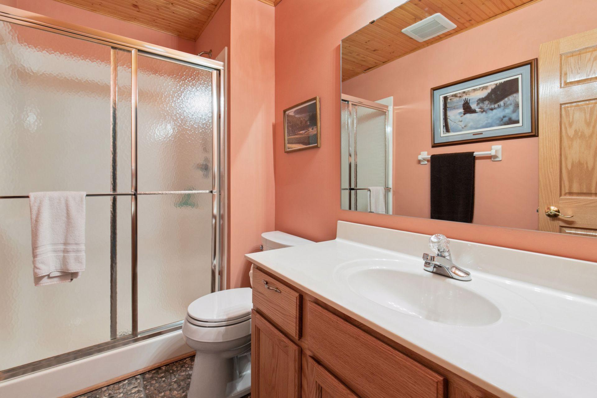 Just so everyone is accommodated properly, this 3/4 bath serves that bedroom and the rest of the lower level. Seems like so many needs are met in this home.