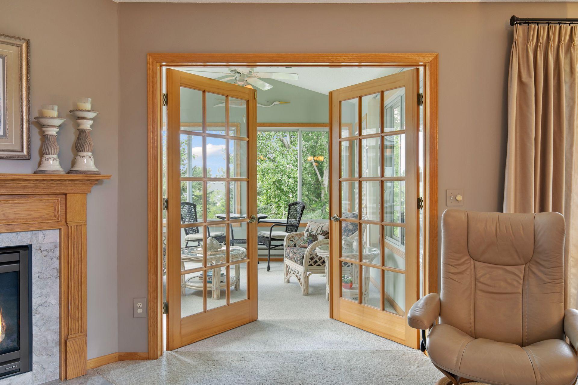 French doors lead to the 12' X 11' four season porch.