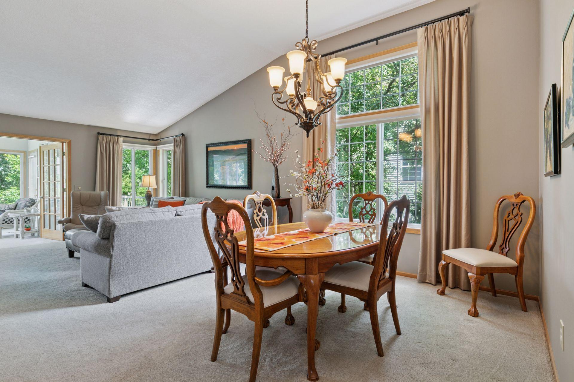 Check out the rise in the ceiling and the numerous windows in many directions. And the lush green outside!