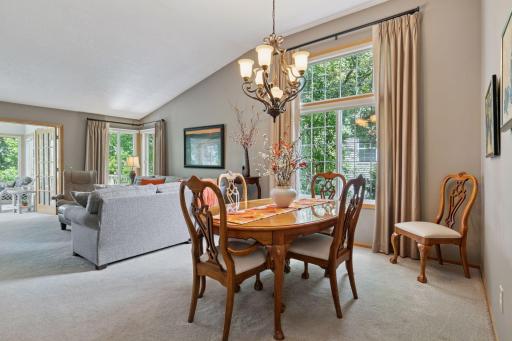 Check out the rise in the ceiling and the numerous windows in many directions. And the lush green outside!