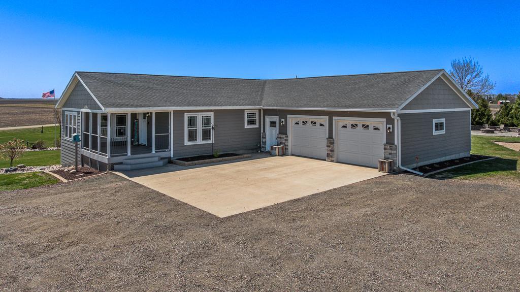 Main entry to the home and 2-stall attached garage