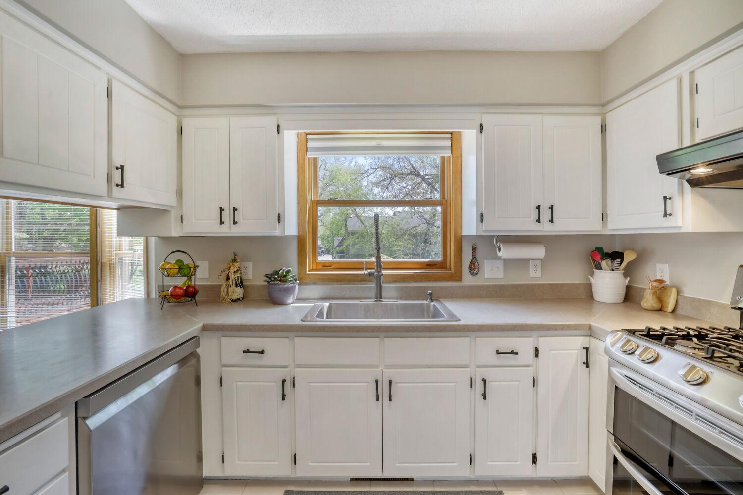 Kitchen sink window overlooking the beautiful backyard.