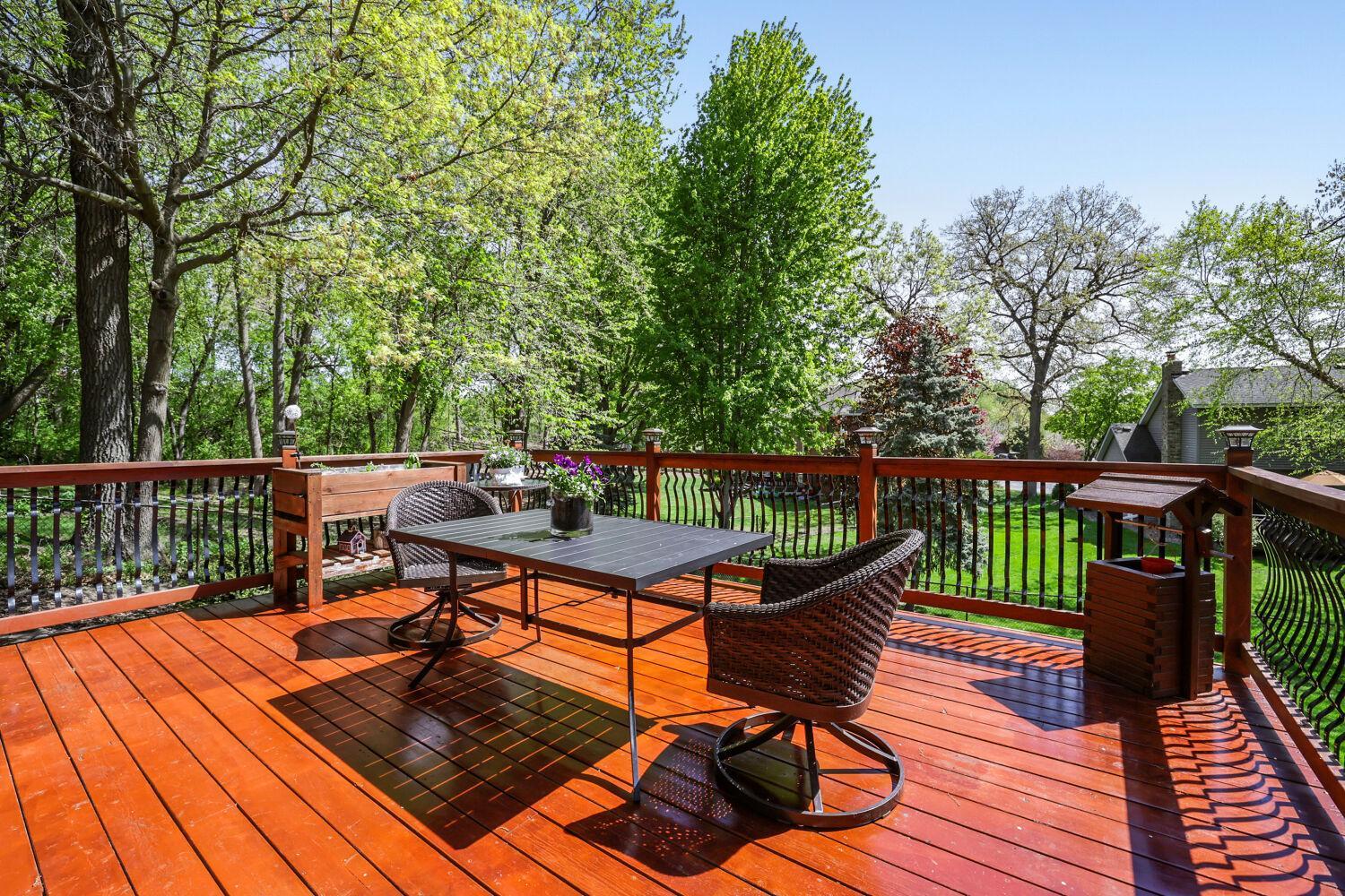 The weather is beautiful out here! Come enjoy on your freshly stained deck.