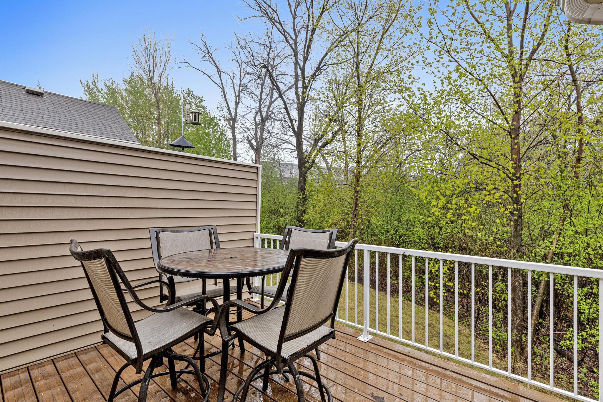 Start your morning with eastern views or unwind later in the day on the deck. Low maintenance deck boards add to the low maintenance peace of mind.