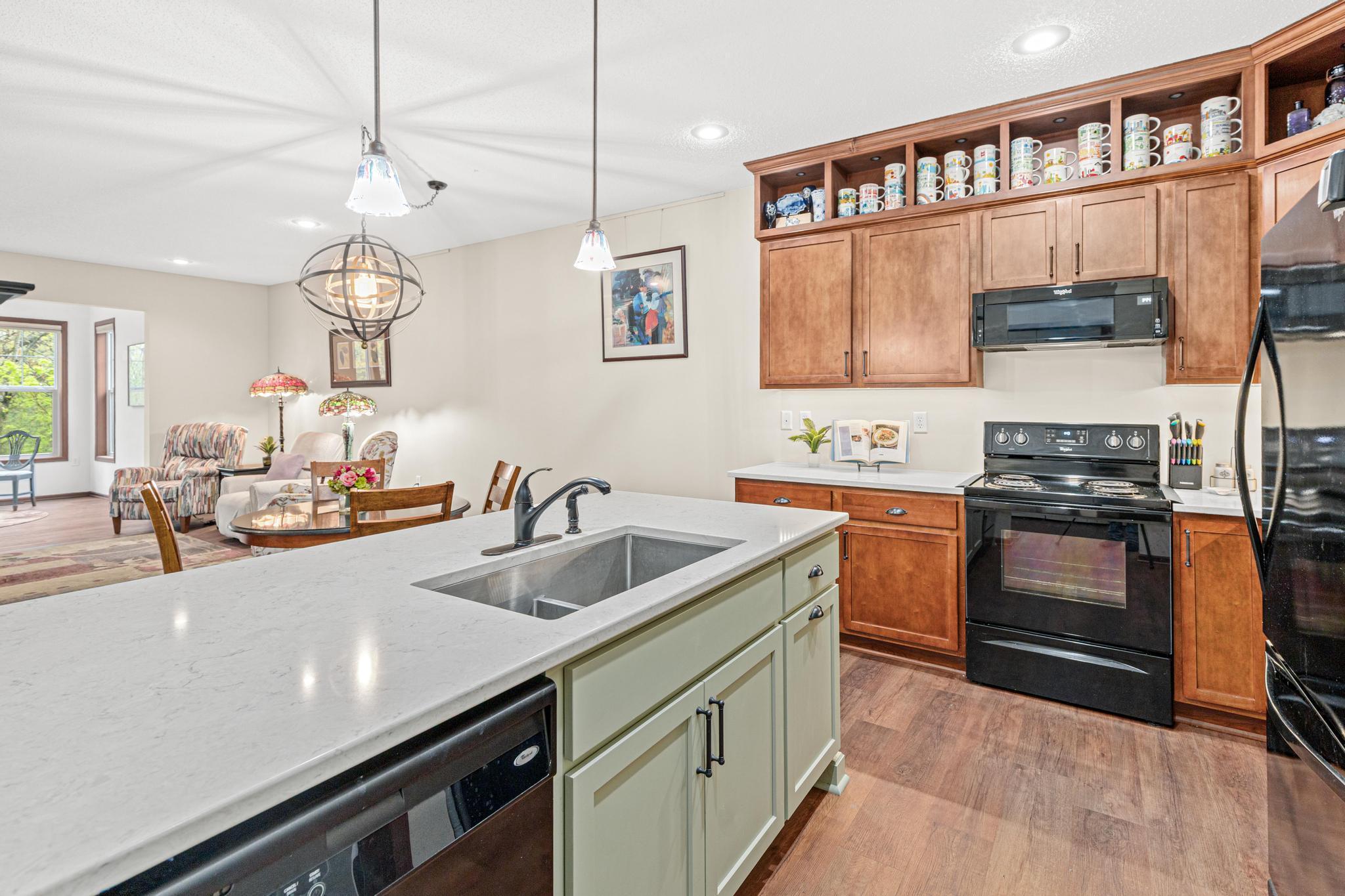 Practical enhancements include soft-close cabinetry, layered lighting with dimmers for tailored ambiance, picture rails, and other remodeled finishes adding confidence to your ownership investment.