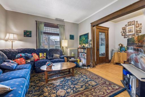 Living room - hardwood floors and gorgeous woodwork